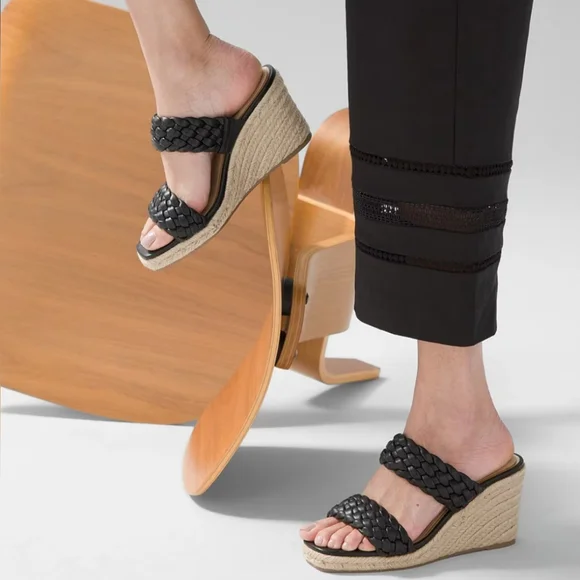 NEW Black Classic Wedge Slipon Sandals Women's Size 6.5 (37) - Picture 1 of 12